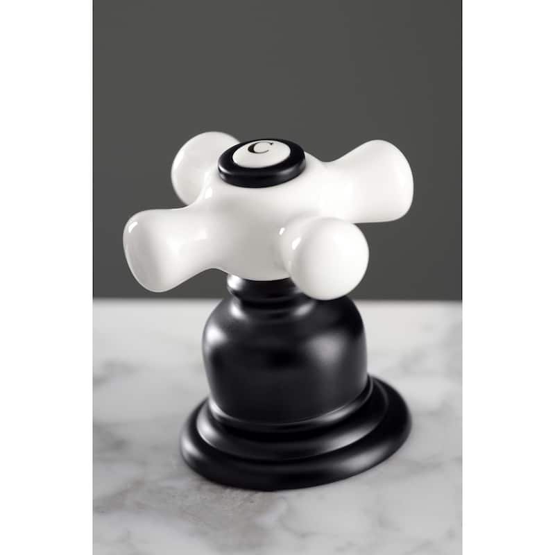 Kingston Brass American Classic Two-Handle 3-Hole Deck Mount Widespread Bathroom Faucet with Pop-Up Drain
