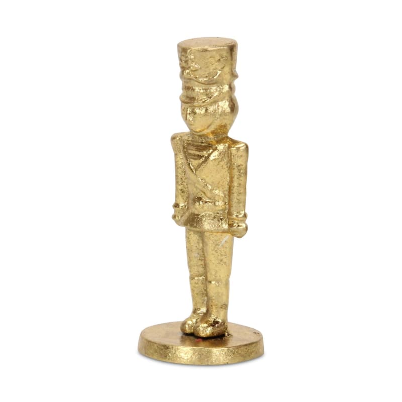 HomeRoots 7" Gold Cast Iron Christmas Nutcracker Figurine - 2.75 in. x 7.00 in. x 2.75 in.