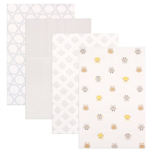 slide 1 of 1, Luvable Friends Baby Boy Cotton Flannel Receiving Blankets, Owl 4-Pack, One Size - Owl 4-Pack - One Size Owl 4-Pack - One Size