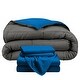 preview thumbnail 24 of 38, Bare Home Down Alternative Reversible Bed-in-a-Bag Medium Blue/Grey, Sheets: Medium Blue - Twin
