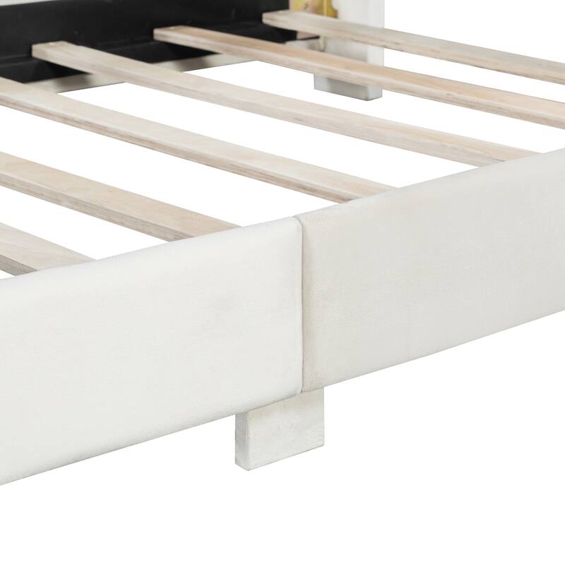 Twin Size Upholstered Daybed with Rabbit Ear Shaped Headboard for Home Office