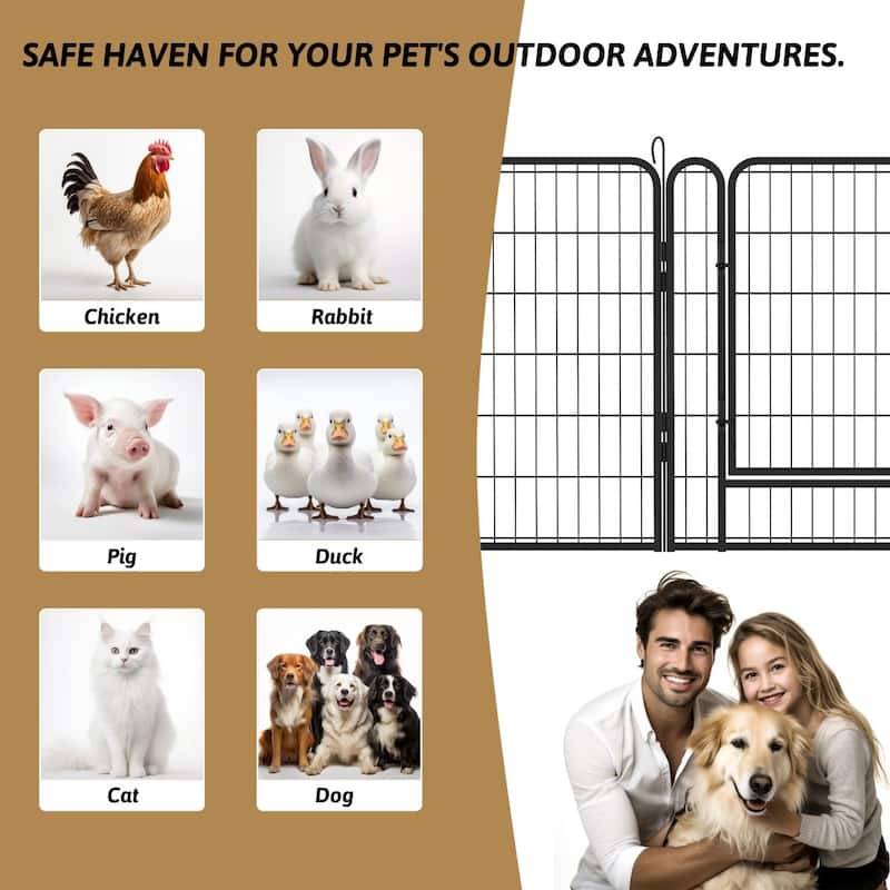 Heavy Duty Metal Dog Playpen with Door and 6 to 16 Panels for Indoor Outdoor