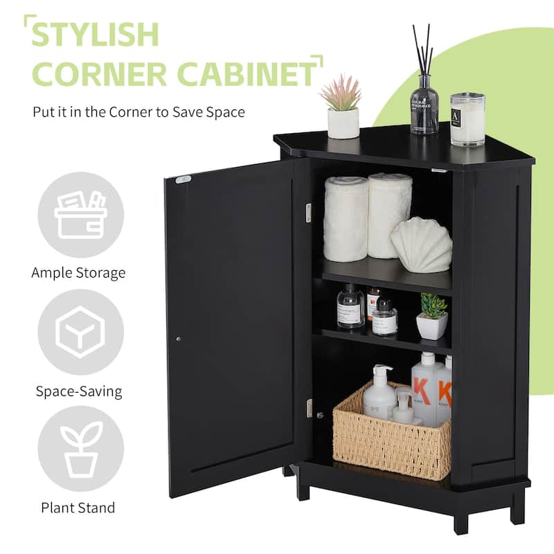 GDFStudio - Elara 31" Triangle Corner Bathroom Cabinet with Adjustable Shelf, Compact MDF Organizer