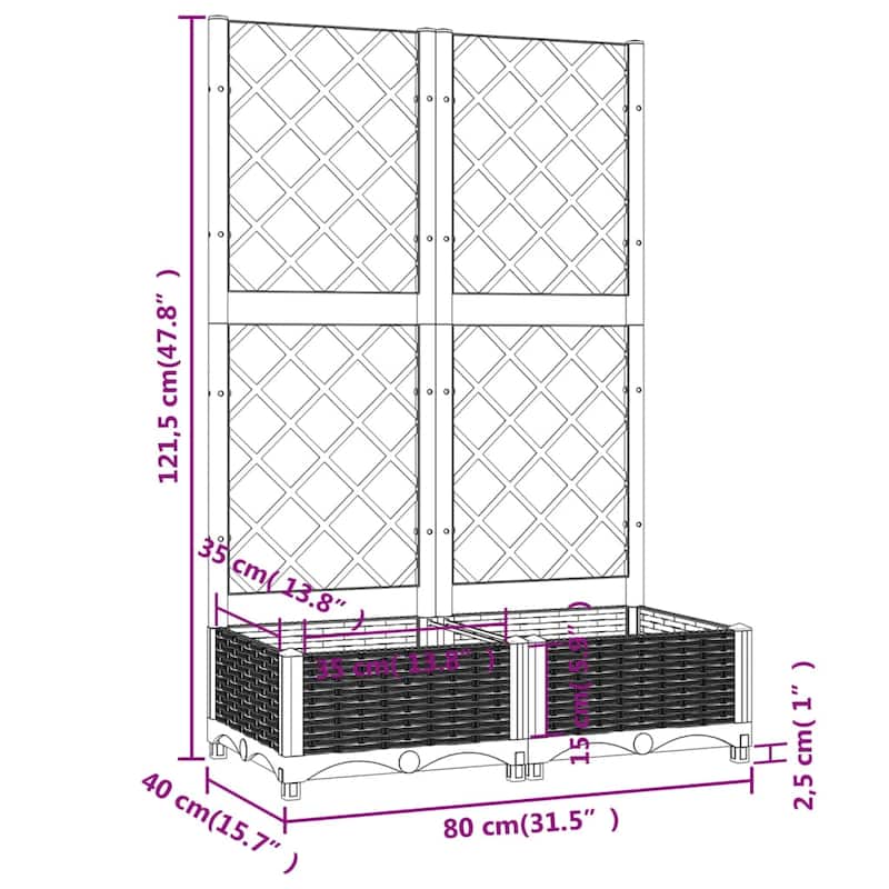 vidaXL Garden Planter with Trellis Plant Pot Flower Box Raised Bed Outdoor PP