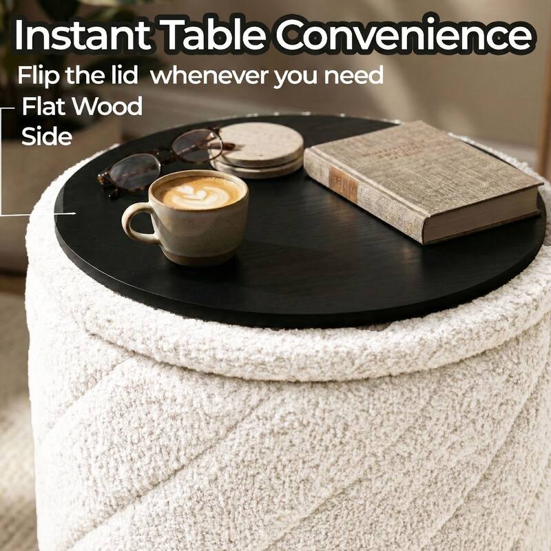 Diagonal Tufted Foldable Storage Ottoman with Reversible Lid