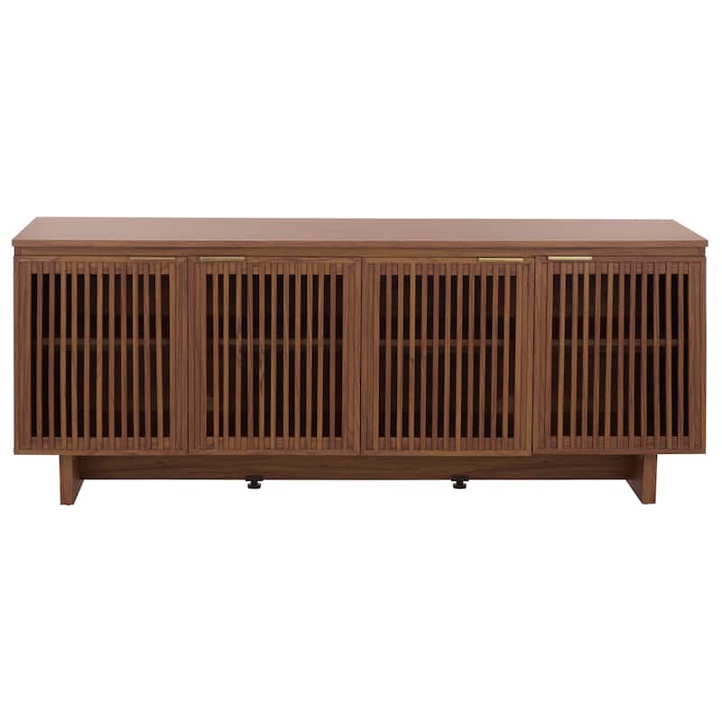 SAFAVIEH Home Quaid 4-Door Sideboard - 62"W x 18"D x 25"H - Walnut/Brass