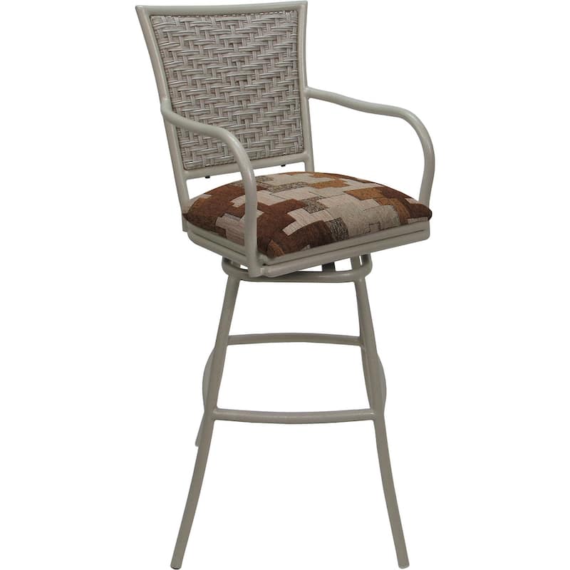 Outdoor Indoor Bar Stool Counter, Extra Tall - Erin with Arms - Craftsman Terracotta - Beige - Counter Height