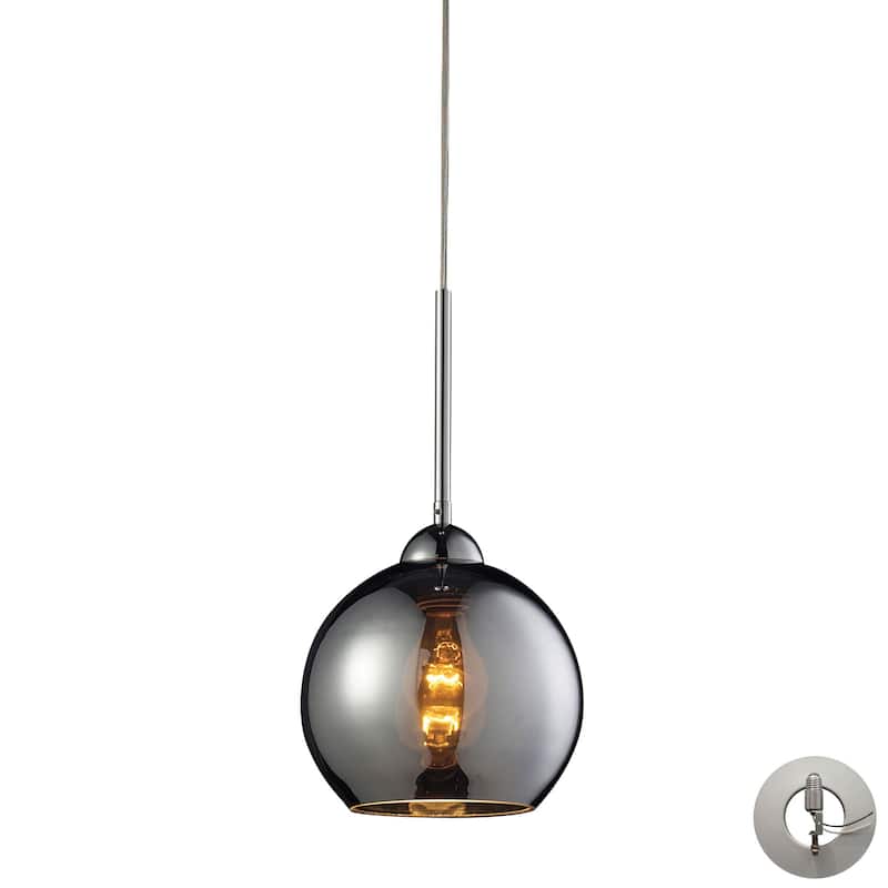 Cassandra Polished Chrome Plated Glass 8-in. Wide 1-Light Pendant - 8in W x 8in D x 9in H