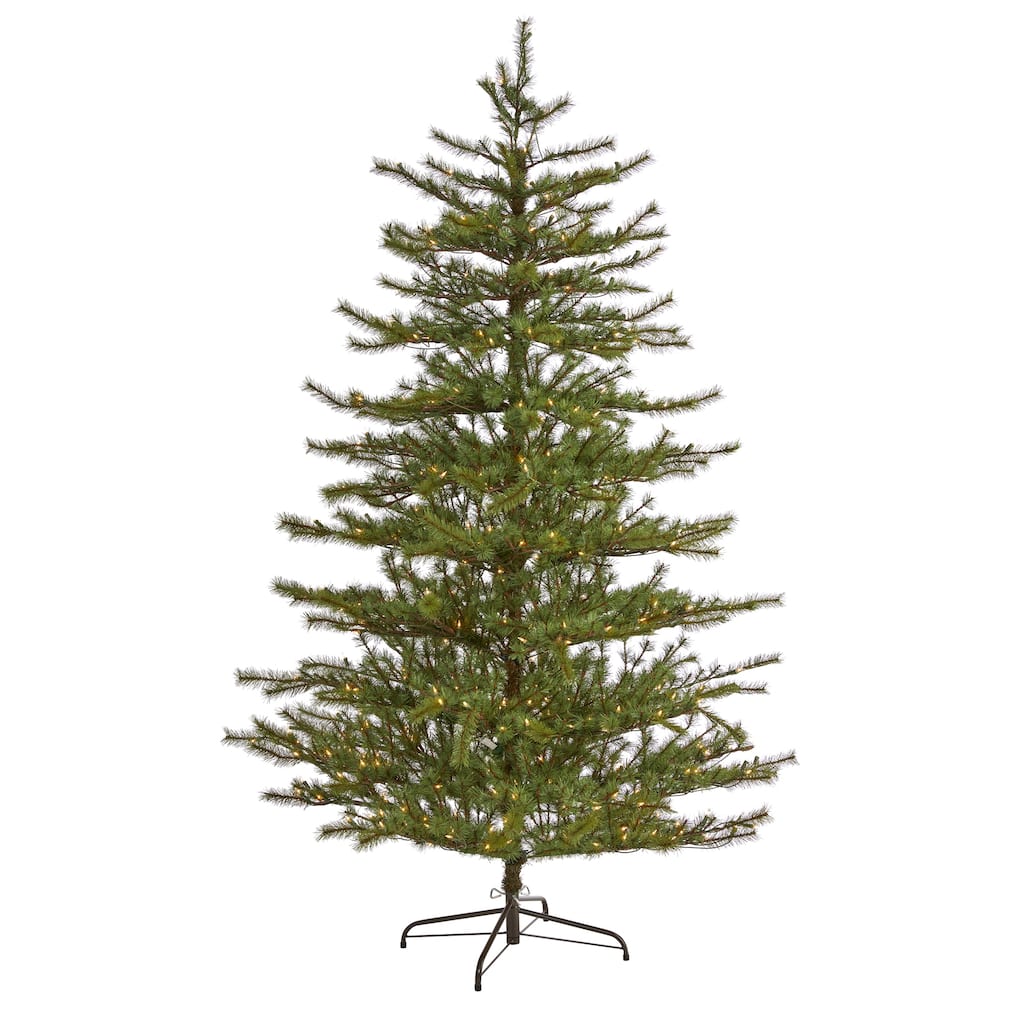 7’ Pre-Lit Vancouver Mountain Pine Artificial Christmas Tree, Clear LED Lights - 7 Foot