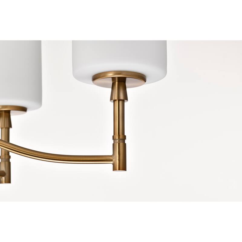 Liam 6 Light Chandelier Burnished Brass White Opal Glass - Burnished Brass