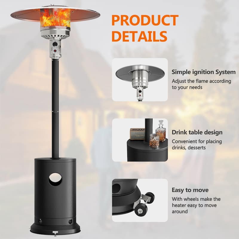 Upgraded 50,000 BTU Stainless Steel Propane Gas Outdoor Patio Heater
