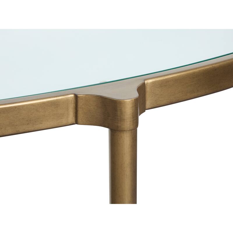 Magnussen Home Cassidy Aged Brass and Volakas Classic Demilune Sofa Table - 53.63''W x 18.75''D x 27''H