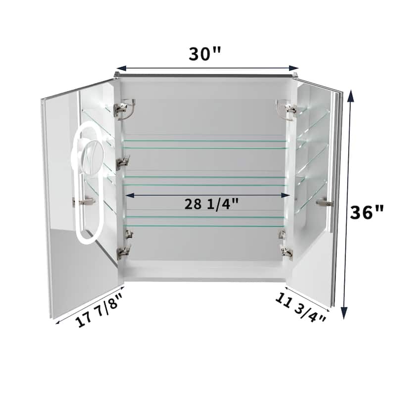 Modland 30-48" W x 32" H LED Smart Medicine Cabinet with Anti-Fog & USB
