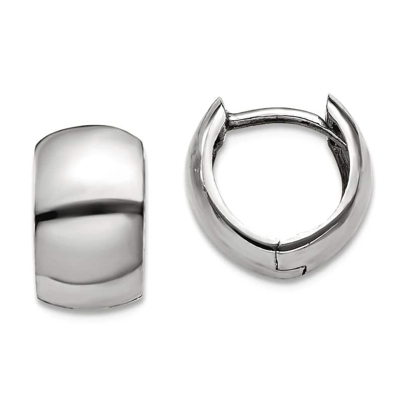 Curata 10k Yellow, White or Rose Gold 11x7mm Domed Wide Hinged Huggies Earrings