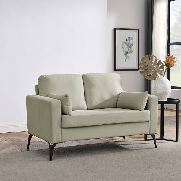 Loveseat Square Arms Couches Tight Back Straight Row Sofa with Pillows Bed Bath & Beyond