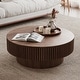 preview thumbnail 44 of 61, Modern Solid Wood Veneered Round Coffee Tea Table with Storage