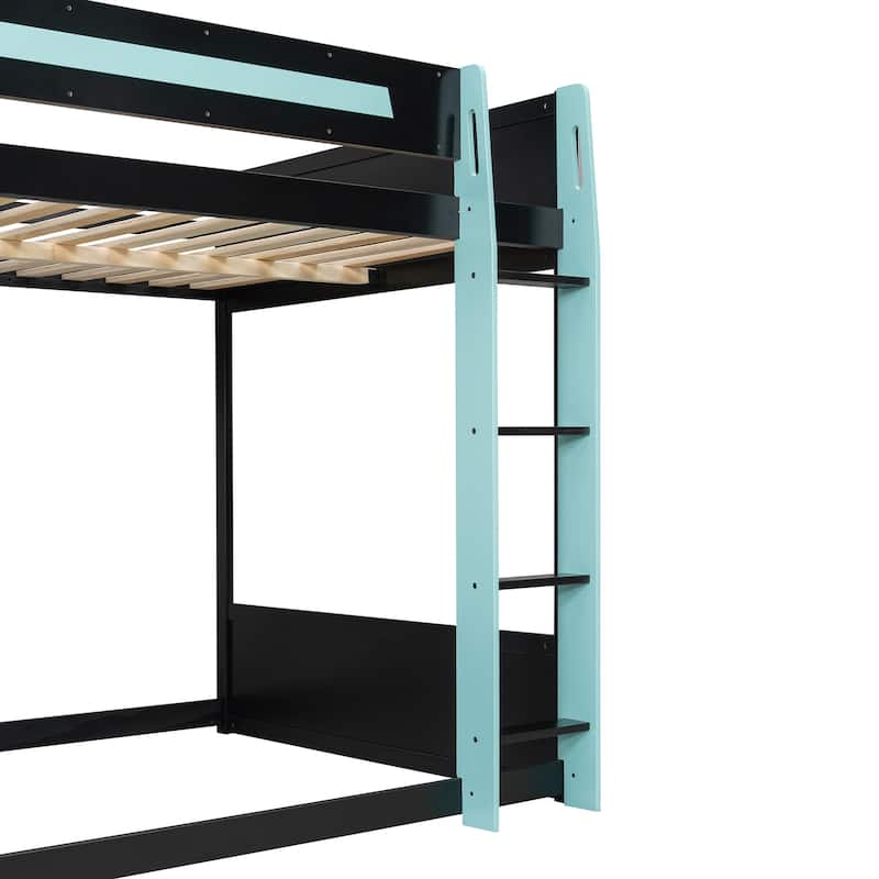 Full-Size Gaming Bunk Bed with RGB Desk, USB Charging & LED Light Strip by Harper&Bright Designs