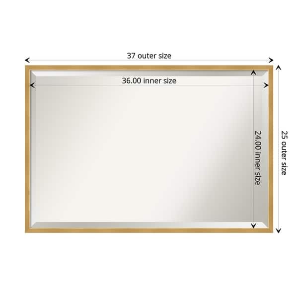 dimension image slide 0 of 5, Beveled Wood Bathroom Wall Mirror - Svelte Polished Gold Frame