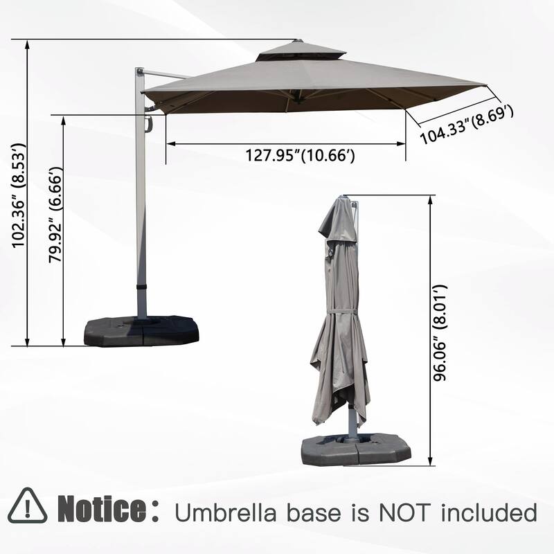Aluminum Patio Umbrella - 360° Rotation, Hydraulic Lift