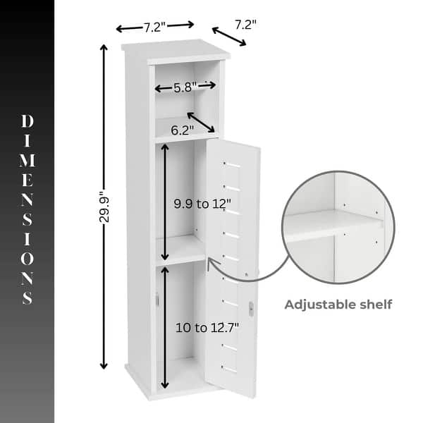 dimension image slide 2 of 4, Toilet Paper Storage Cabinet with Dispenser Toilet Organizer - 7.2'L x 7.2"W x 29.9"H