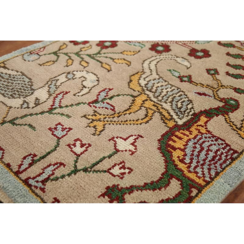 Animals Design Ziegler Indian Accent Rug Handmade Wool Carpet - 2'7"x 6'0"