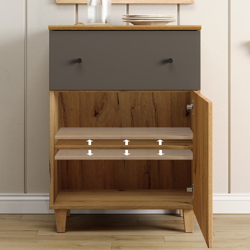 Large End Table with Drawer and Door for Living Room