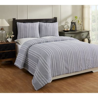 Better Trends Winston Comforter Set 100% Cotton Tufted Soft Plush Chenille Machine Washable Tumble Dry