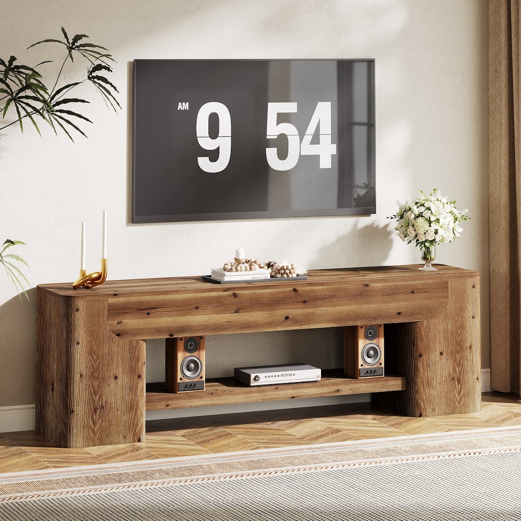 TV Stand for TVs up to 75 Inch, Solid Wood Entertainment Center