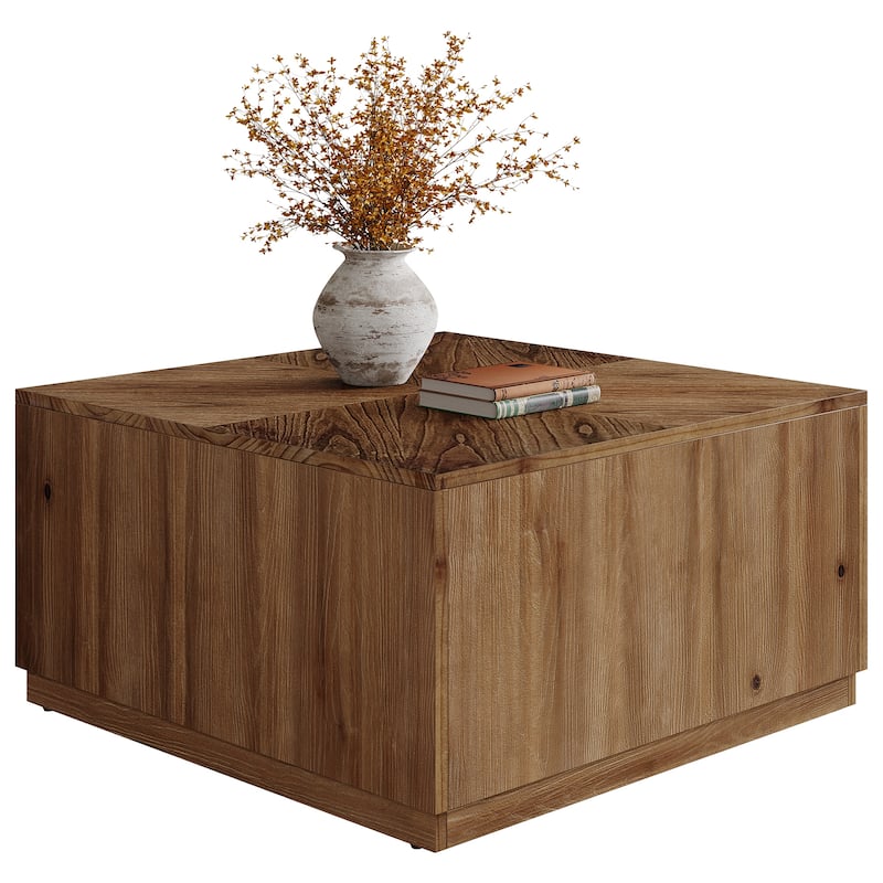 31.5-Inch Square Coffee Table, Farmhouse Solid Wood Cocktail Table