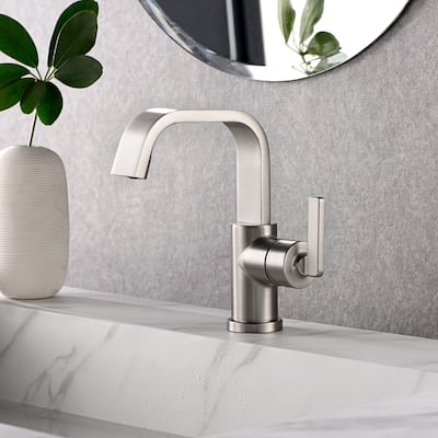 Luxier BSH14-S Single Handle Single Hole Bathroom Faucet with Drain