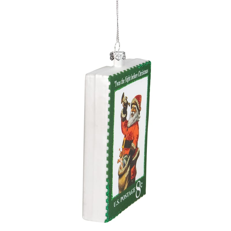 3.5" Green USPS Santa Stamp "Twas The Night Before Christmas" Ornament