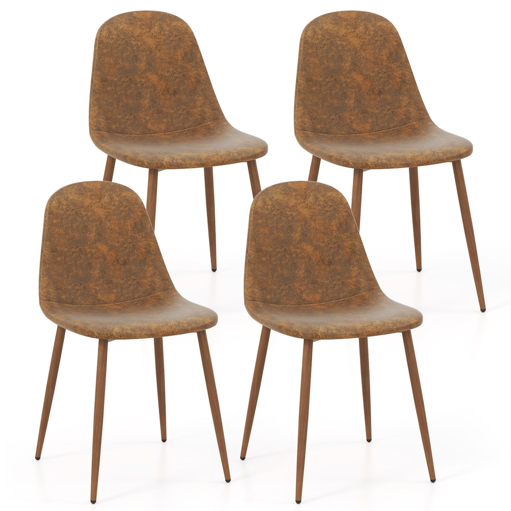 Gymax Dining Chair Set of 4 Faux PU Leather Upholstered Kitchen Chairs