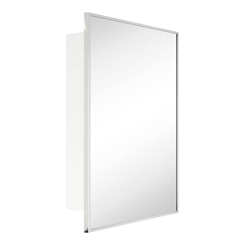 TEHOME Velin Recessed and Surface Mount Bathroom Medicine Cabinet with Mirror Square Cornered Metal Framed Rounded Rectangle