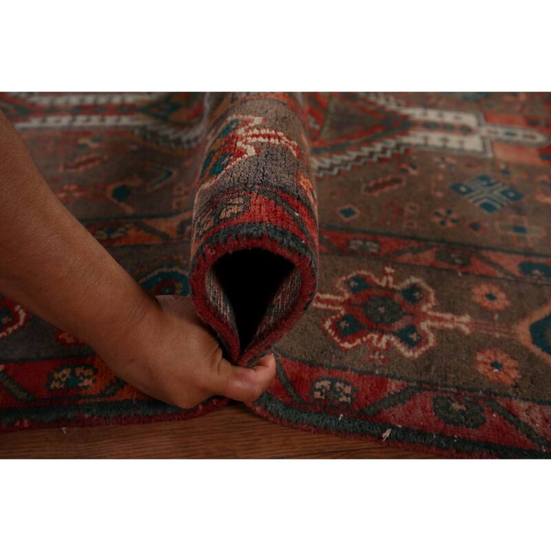 Tribal Heriz Persian Vintage Runner Rug Handmade Wool Carpet - 3'9" x 11'11"