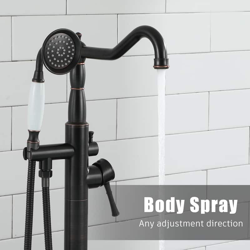 Single Handle Freestanding Tub Filler Faucet with Handshower