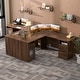 preview thumbnail 65 of 70, Modern Farmhouse L-Shape Desk with File Cabinet and Drawers, Homer Office Executive Desk with Charge Station