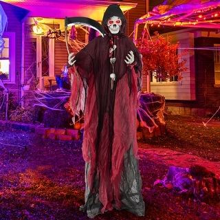 8ft Sound Activated Grim Reaper with Lighted Eyes for Terrifying Halloween Decoration