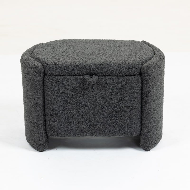 Modern Accent Chair with Wood Frame, Upholstered Ottomans Chairs