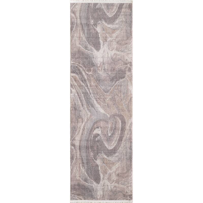Domani Andrews Modern Abstract Natural Area Rug - 2'7" x 8' Runner