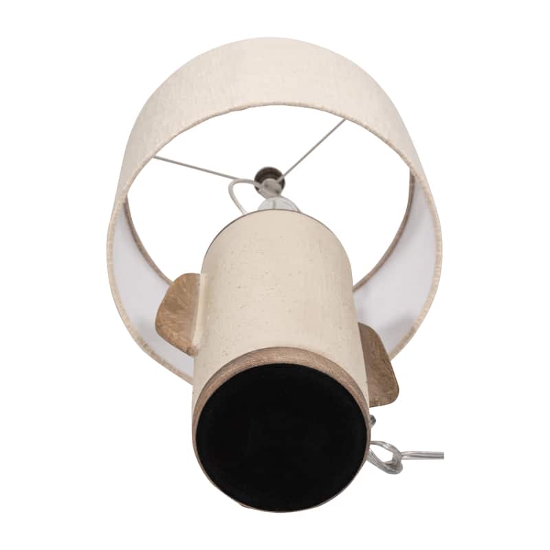 Sagebrook Home Neutral Textured 24" Unique Table Lamp, Ivory, Cylinder - 13" x 13" x 24"