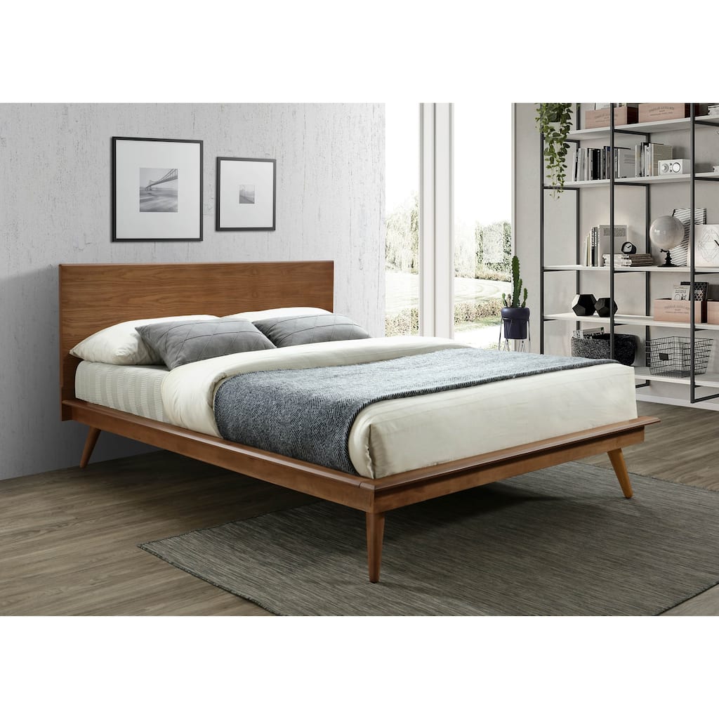 Modern Sleek Design 1pc Queen Platform Bed Durable Brown Wooden Bedroom Furniture