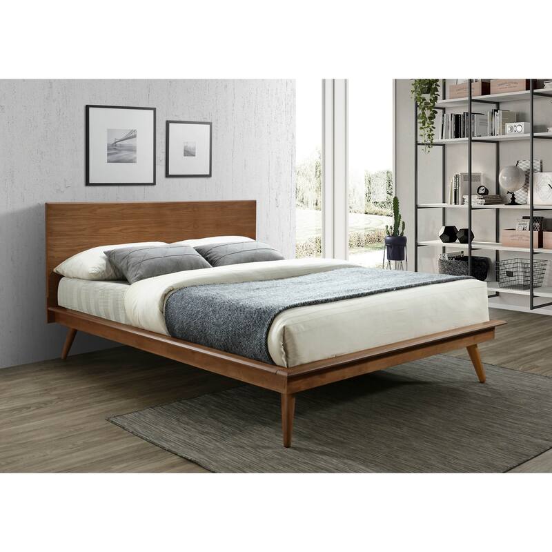 Queen Size Platform Bed with Headboard, Modern Design, Durable Wood, No Box Spring Needed - Brown