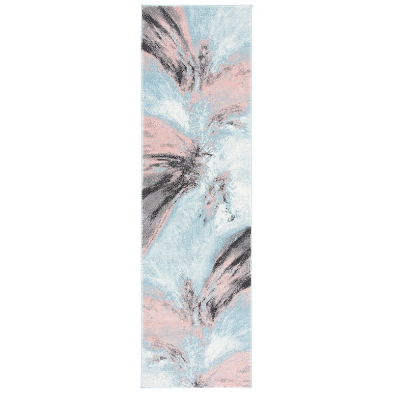 SAFAVIEH Glacier Neliha Modern Abstract Rug - 2'3" x 8' Runner - Pink/Blue