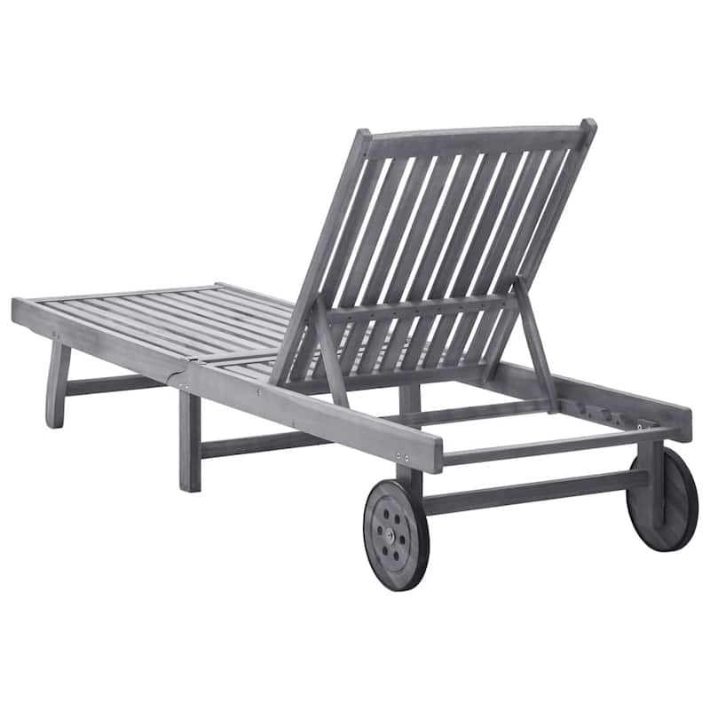 vidaXL Patio Lounge Chair Outdoor Sunbed Poolside Sunlounger Solid Wood Acacia - 78.3" x 23.2"/24.8" x 11.8"/24.4"/29.9"/33.5"