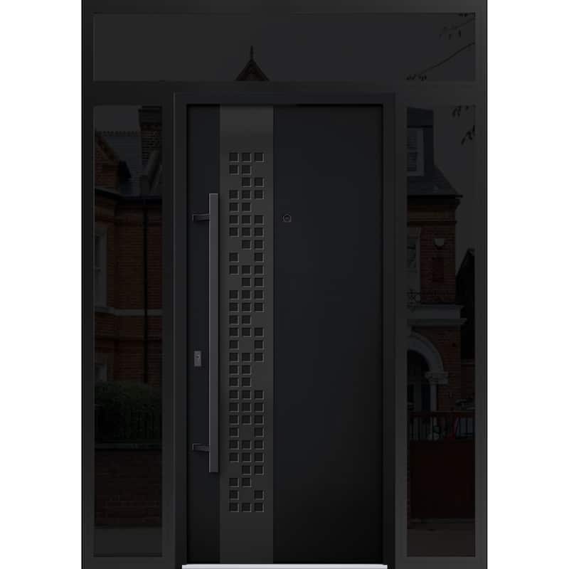 VDOMDOORS | Front Door Exterior Door | Fiberglass | Frame & Hardware Included | 18x80, Oak Entry Door Steel Entry Door - Black - 64 x 96
