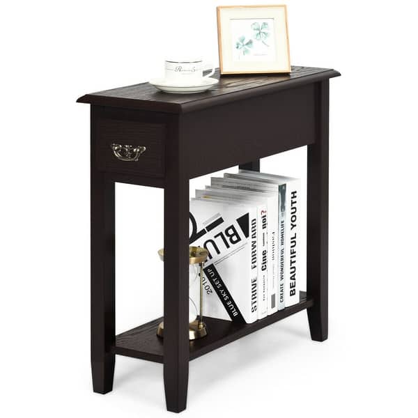 Gymax 2 Tier End Bedside Sofa Side Table Narrow Nightstand W Drawer See Details Overstock 31970344