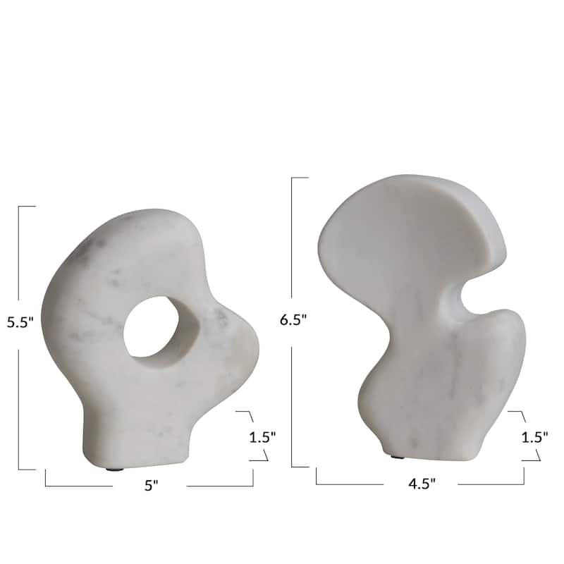 Decorative Abstract Marble Sculptures - 6.5"L x 1.5"W x 5.0"H