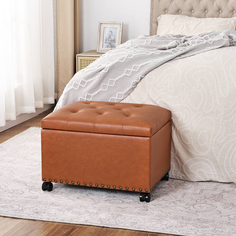 Adeco High End, Classy, Tufted Storage Bench, Ottoman Footstool