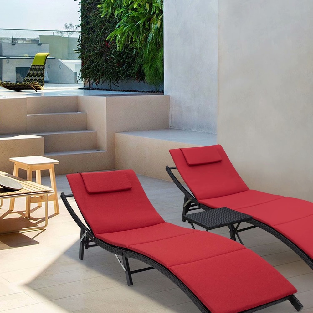 Red outdoor shop chaise lounge