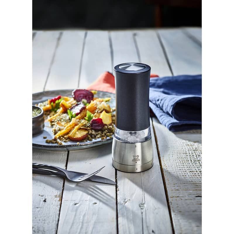 Peugeot Daman u'Select, Zirlion Electric Salt Mill, Black, 6 inch, 6 Preset Grinding Settings